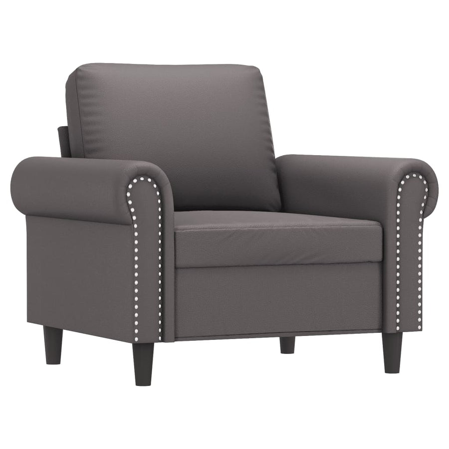 Fauteuil met voetenbank 60 cm kunstleer grijs