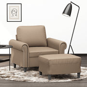 Fauteuil met voetenbank 60 cm kunstleer bruin