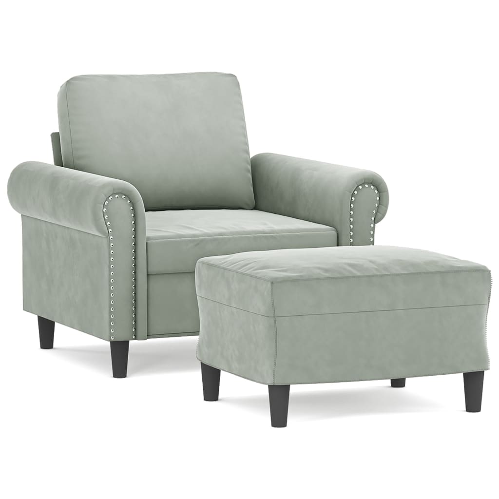 Fauteuil Met Voetenbank 60 Cm Fluweel