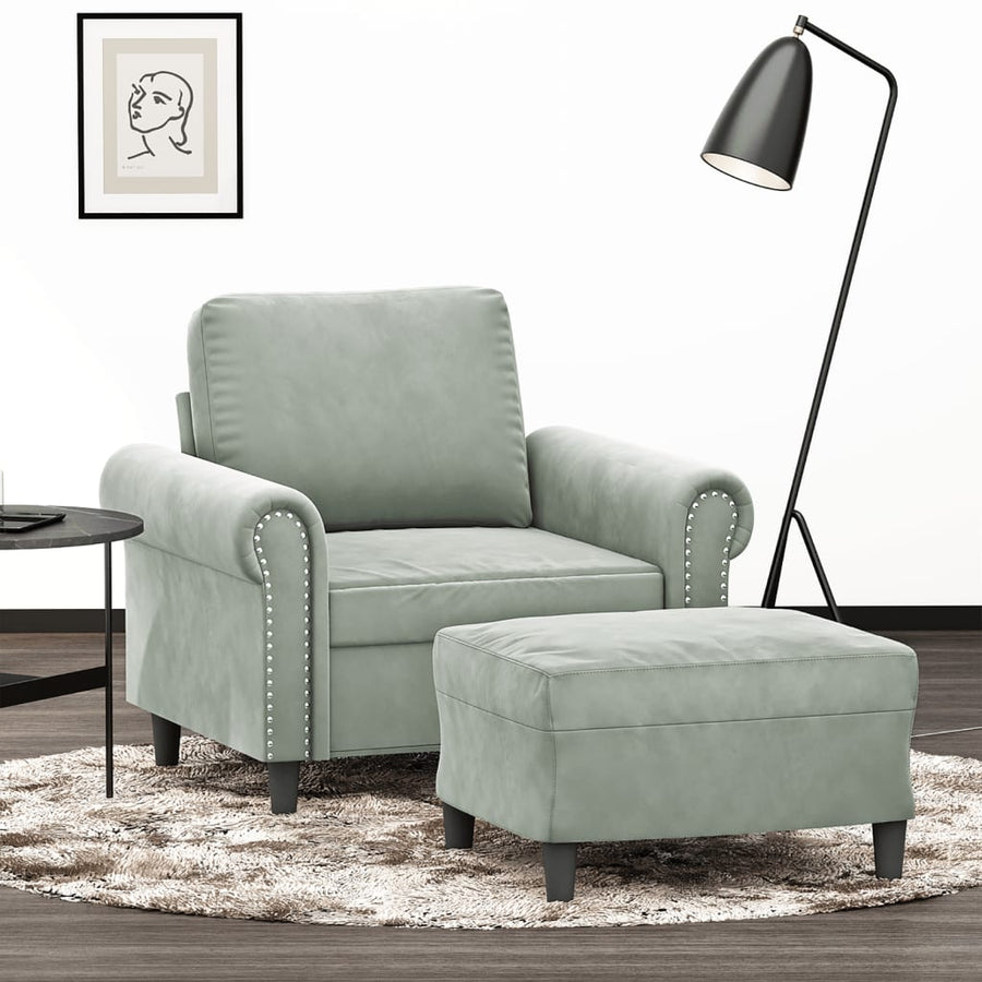 Fauteuil Met Voetenbank 60 Cm Fluweel