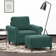 Fauteuil met voetenbank 92x77x80 cm fluweel donkergroen