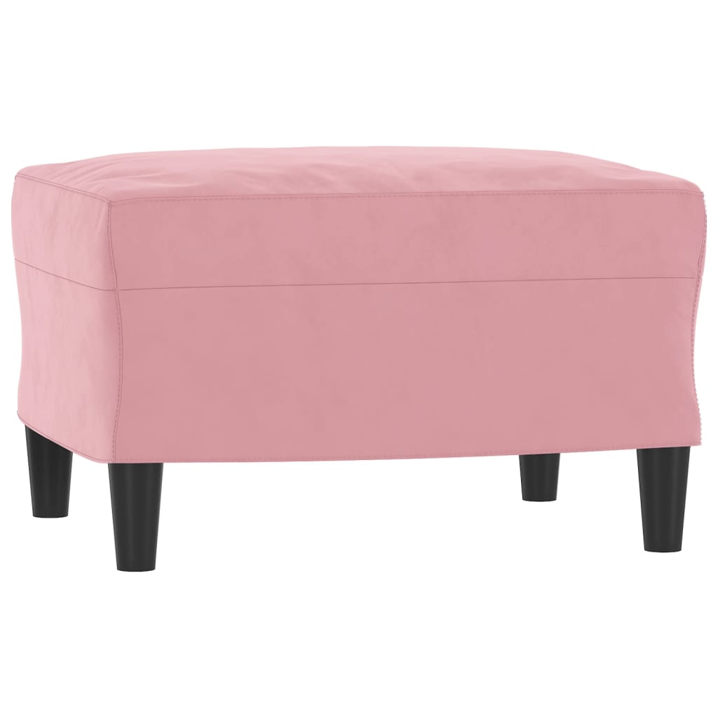 Fauteuil met voetenbank 60 cm fluweel roze