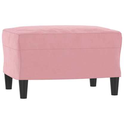 Fauteuil met voetenbank 60 cm fluweel roze