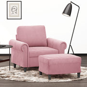 Fauteuil met voetenbank 92x77x80 cm fluweel roze
