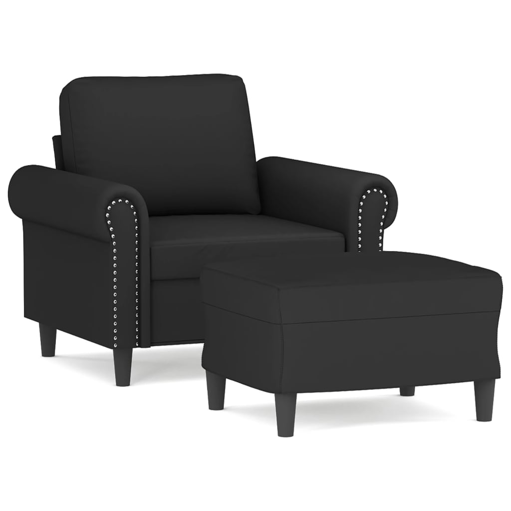 Fauteuil met voetenbank 60 cm fluweel zwart Zwart