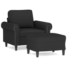 Fauteuil met voetenbank 60 cm fluweel zwart Zwart