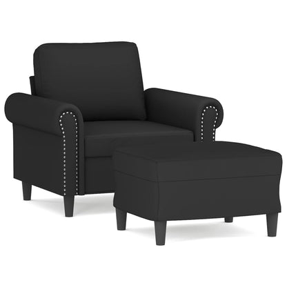 Fauteuil met voetenbank 60 cm fluweel zwart Zwart