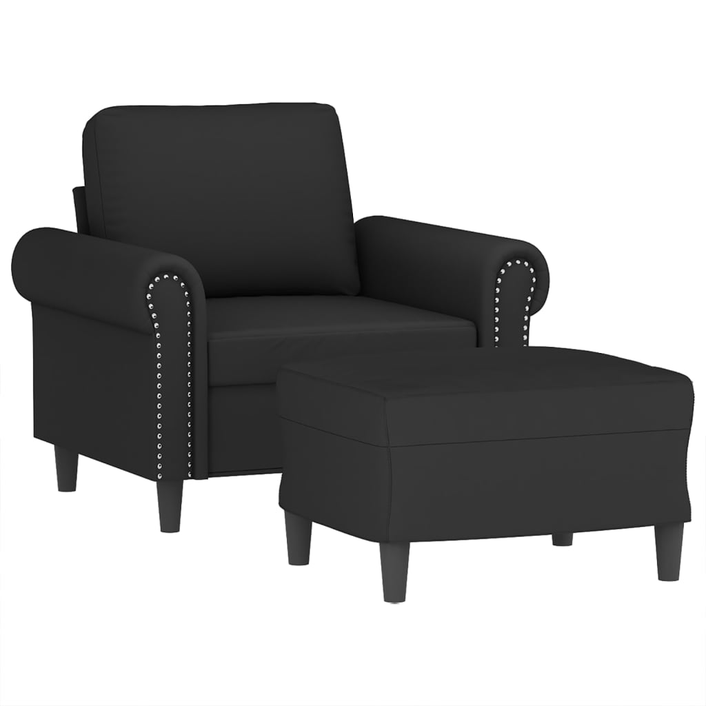 Fauteuil met voetenbank 60 cm fluweel zwart Zwart
