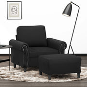 Fauteuil met voetenbank 60 cm fluweel zwart