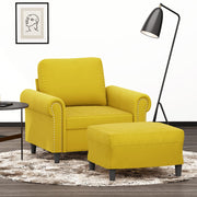Fauteuil met voetenbank geel fluweel 60 cm zitting