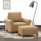 Fauteuil met voetenbank 60 cm fluweel bruin