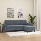 Driezitsbank met voetenbank 212x77x80 cm fluweel donkergrijs