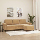 Three-seater sofa with footstool 180 cm velvet brown