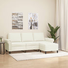 Three-seater sofa with ottoman 180 cm velvet cream