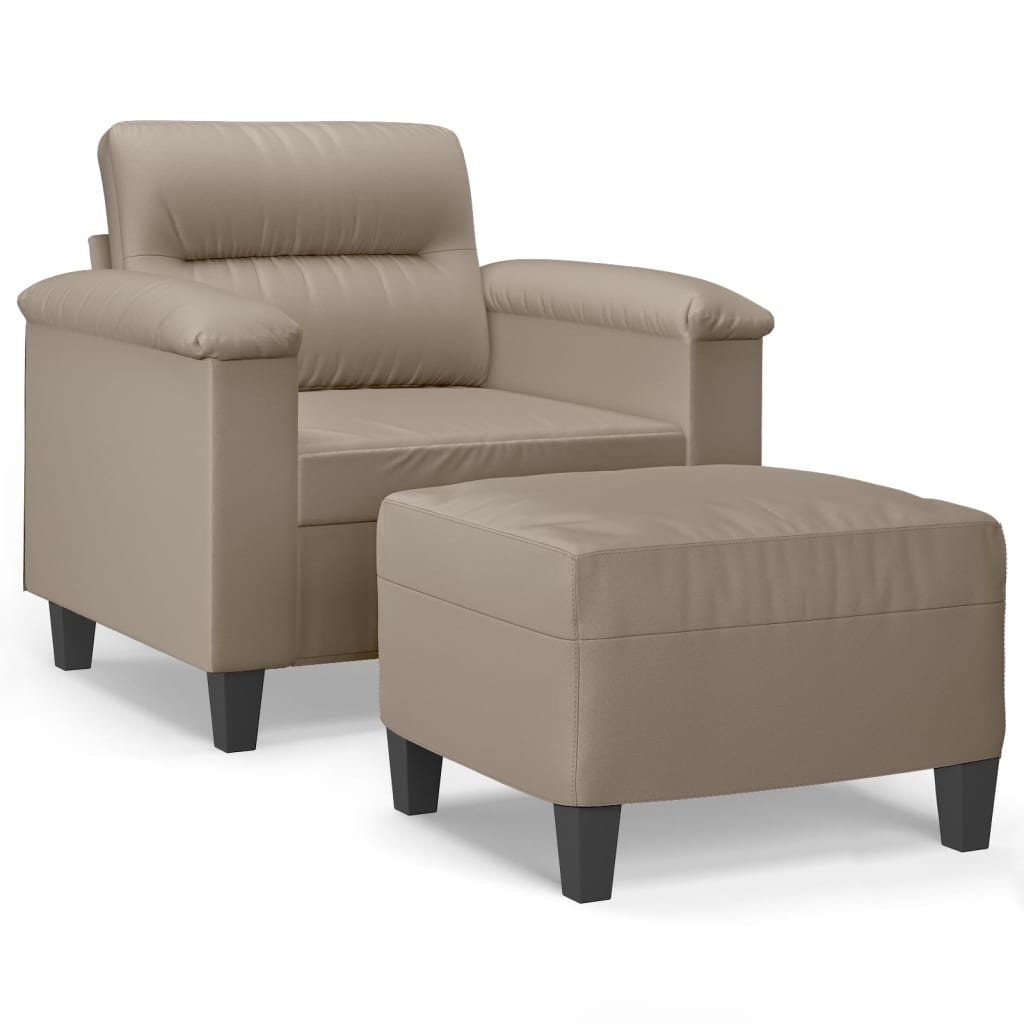 Fauteuil Met Voetenbank 60 Cm Microvezelstof Taupe