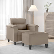 Fauteuil met voetenbank 60 cm microvezel taupe