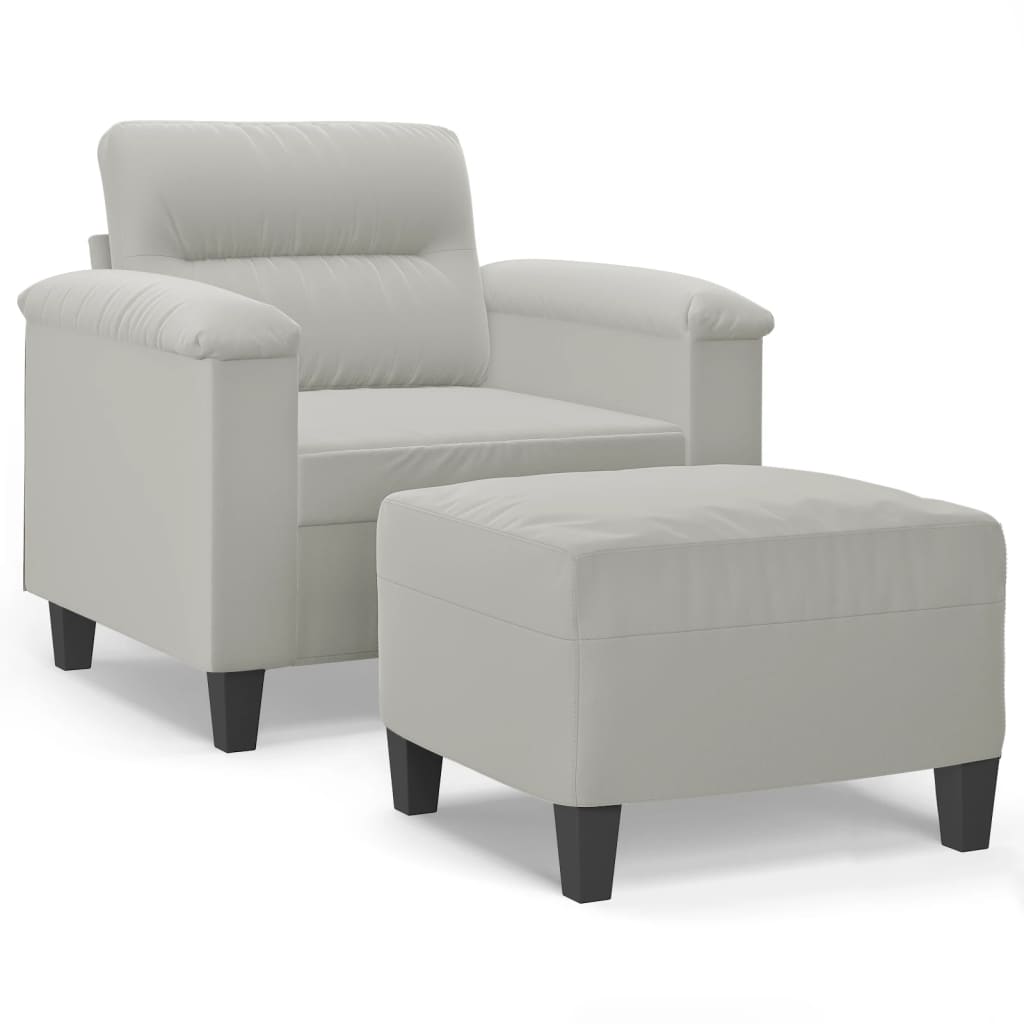 Fauteuil Met Voetenbank 60 Cm Microvezelstof Lichtgrijs
