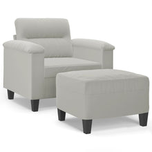 Fauteuil Met Voetenbank 60 Cm Microvezelstof Lichtgrijs