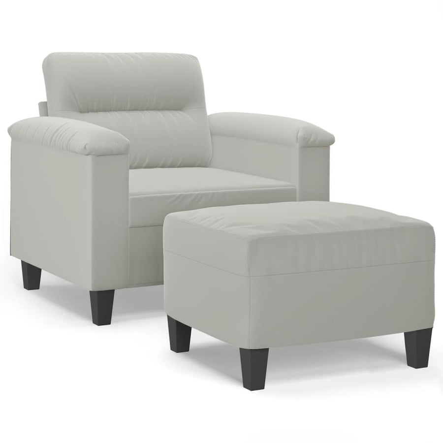 Fauteuil Met Voetenbank 60 Cm Microvezelstof Lichtgrijs
