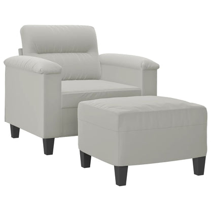 Fauteuil Met Voetenbank 60 Cm Microvezelstof Lichtgrijs