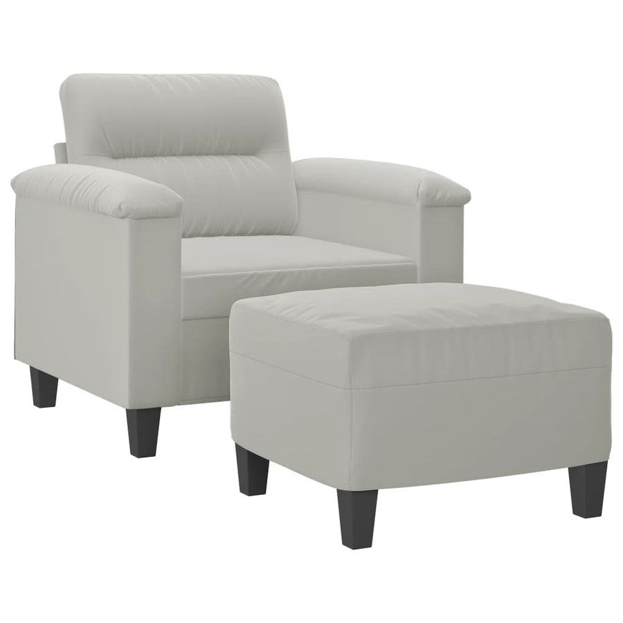 Fauteuil Met Voetenbank 60 Cm Microvezelstof Lichtgrijs