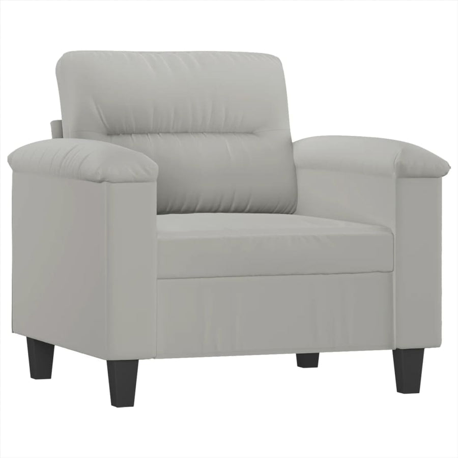 Fauteuil Met Voetenbank 60 Cm Microvezelstof Lichtgrijs