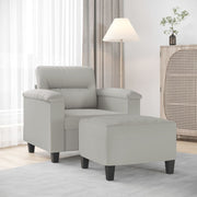 Fauteuil met voetenbank 60 cm microvezel lichtgrijs