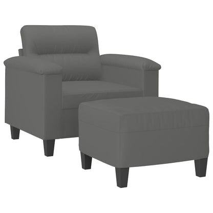 Fauteuil Met Voetenbank 60 Cm Microvezelstof Donkergrijs