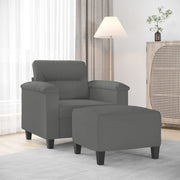 Fauteuil met voetenbank microvezelstof donkergrijs