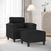 Fauteuil met voetenbank 90x77x80 cm microvezel zwart