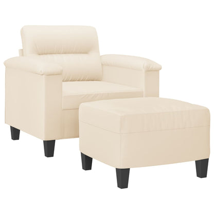 Fauteuil met voetenbank 60 cm microvezelstof beige