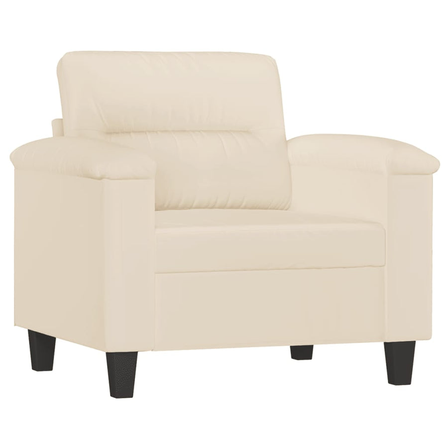 Fauteuil met voetenbank 60 cm microvezelstof beige