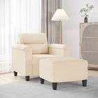 Fauteuil met voetenbank 60 cm microvezelstof beige