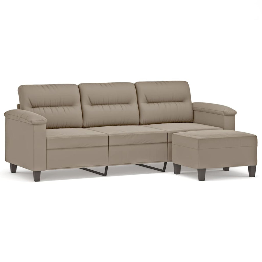 Driezitsbank Met Voetenbank 180 Cm Microvezelstof Taupe