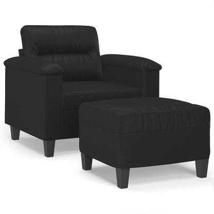 Fauteuil Met Voetenbank 60 Cm Kunstleer Zwart