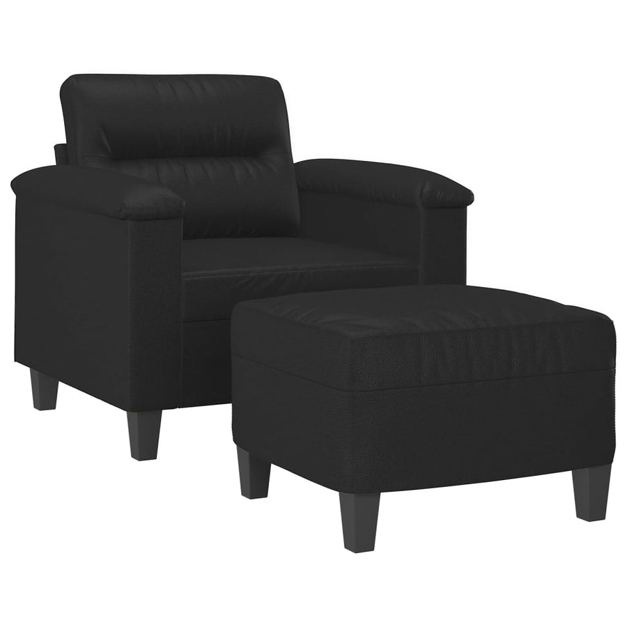 Fauteuil Met Voetenbank 60 Cm Kunstleer Zwart