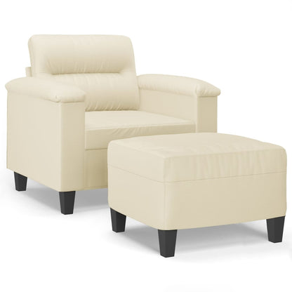 Fauteuil Met Voetenbank 60 Cm Kunstleer Kleurig Crème