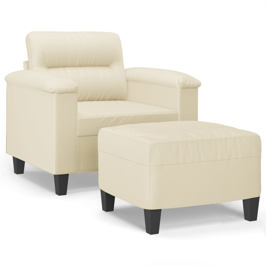 Fauteuil Met Voetenbank 60 Cm Kunstleer Kleurig Crème