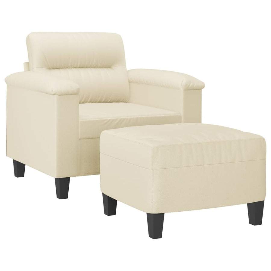 Fauteuil Met Voetenbank 60 Cm Kunstleer Kleurig Crème