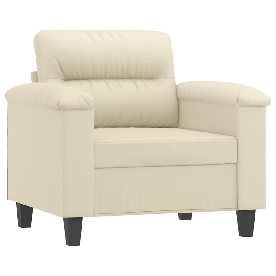 Fauteuil Met Voetenbank 60 Cm Kunstleer Kleurig Crème
