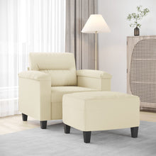 Fauteuil Met Voetenbank 60 Cm Kunstleer Kleurig Crème