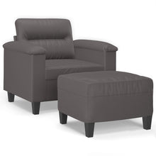 Fauteuil Met Voetenbank 60 Cm Kunstleer Grijs