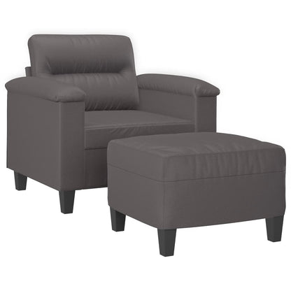 Fauteuil Met Voetenbank 60 Cm Kunstleer Grijs