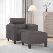 Fauteuil met voetenbank 90x77x80 cm kunstleer grijs