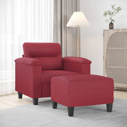 Fauteuil met voetenbank wijnrood 90x77x80 cm