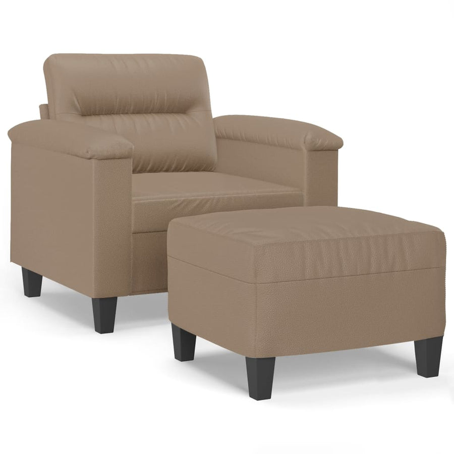 Fauteuil Met Voetenbank 60 Cm Kunstleer Kleurig Cappuccino
