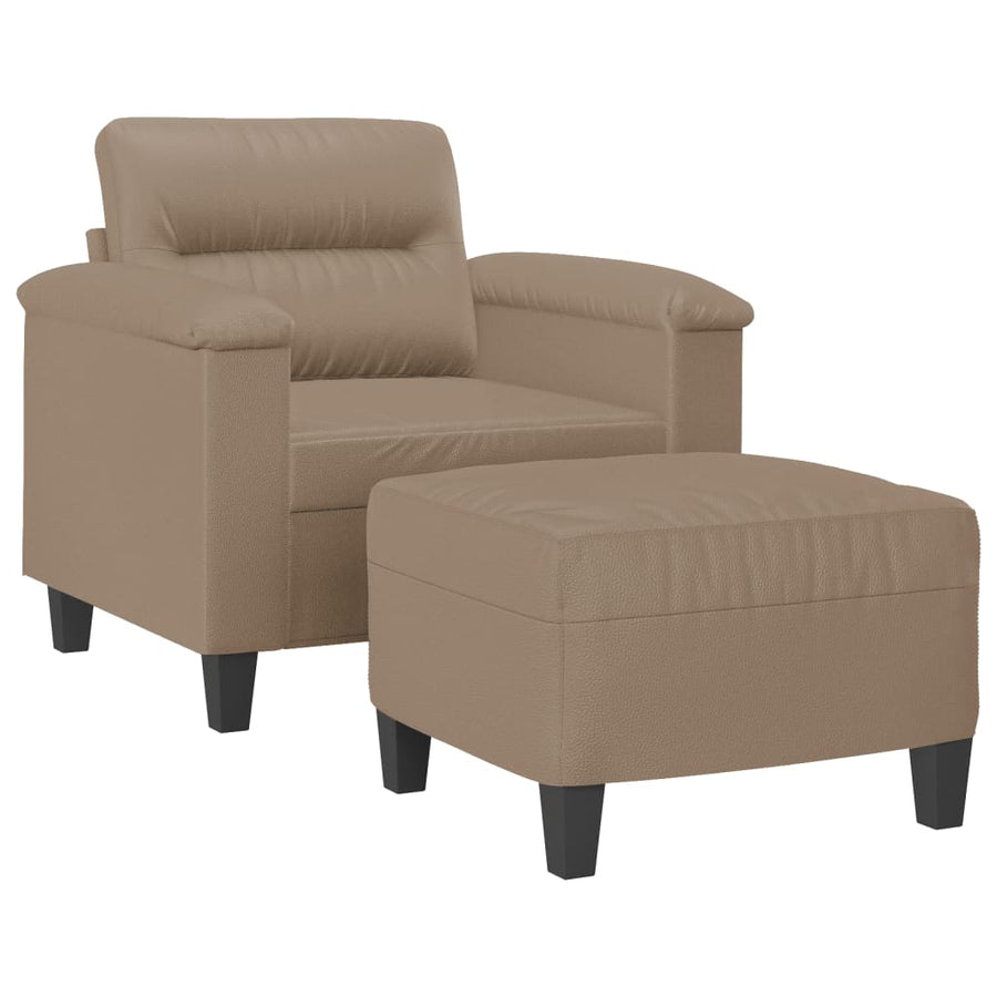 Fauteuil Met Voetenbank 60 Cm Kunstleer Kleurig Cappuccino