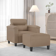 Fauteuil met voetenbank 60 cm kunstleer bruin