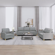 Loungeset 3-delig lichtgrijs stof