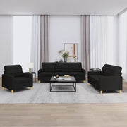 Loungeset 3-delig stof zwart